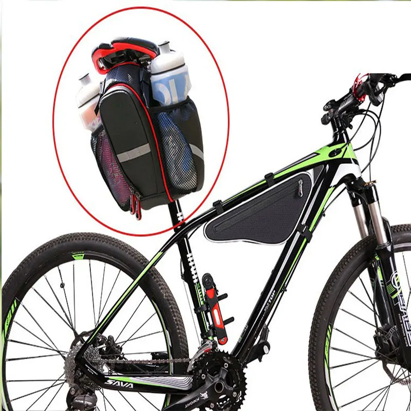 

2 Pockets Rainproof Mountain Bike Seat Rear Tail Pouch Water Bottle Package Road Bicycle Saddle Bag Cycling Accessories