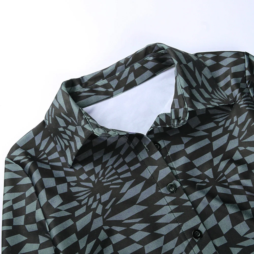 Женская Асимметричная блузка с принтом Готическая отложным воротником и длинным