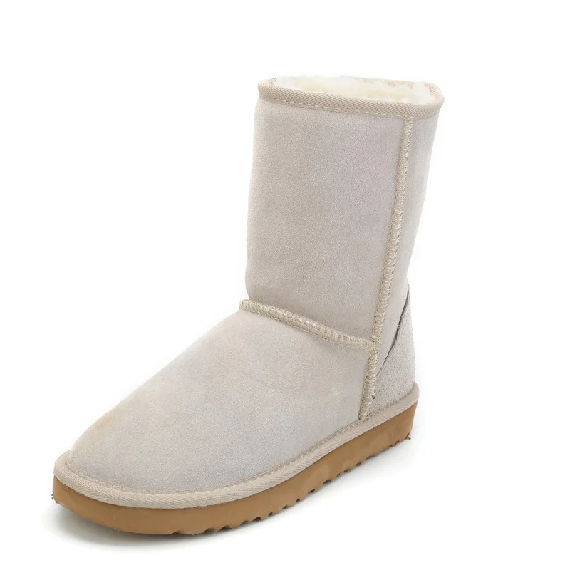 M Beige UVWP; классические зимние сапоги; Новинка; модные водонепроницаемые теплые зимние сапоги из натуральной коровьей замши; женская обувь; ботильоны - Цвет: M Beige