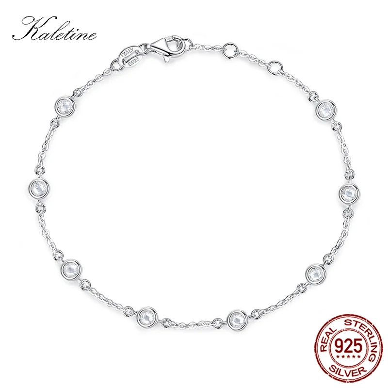 Kaletine, женский браслет, 925 пробы, серебро, прозрачный, CZ, на заказ, браслеты для женщин, белое золото, цвет, шарм, ювелирное изделие KLTB096