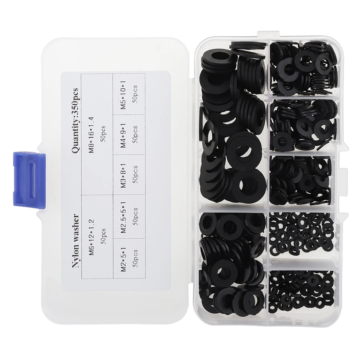 Новый черный 350 шт./компл. нейлоновая Плоская Круглая Пластиковая Шайба с M2 M2.5 M3 M4
