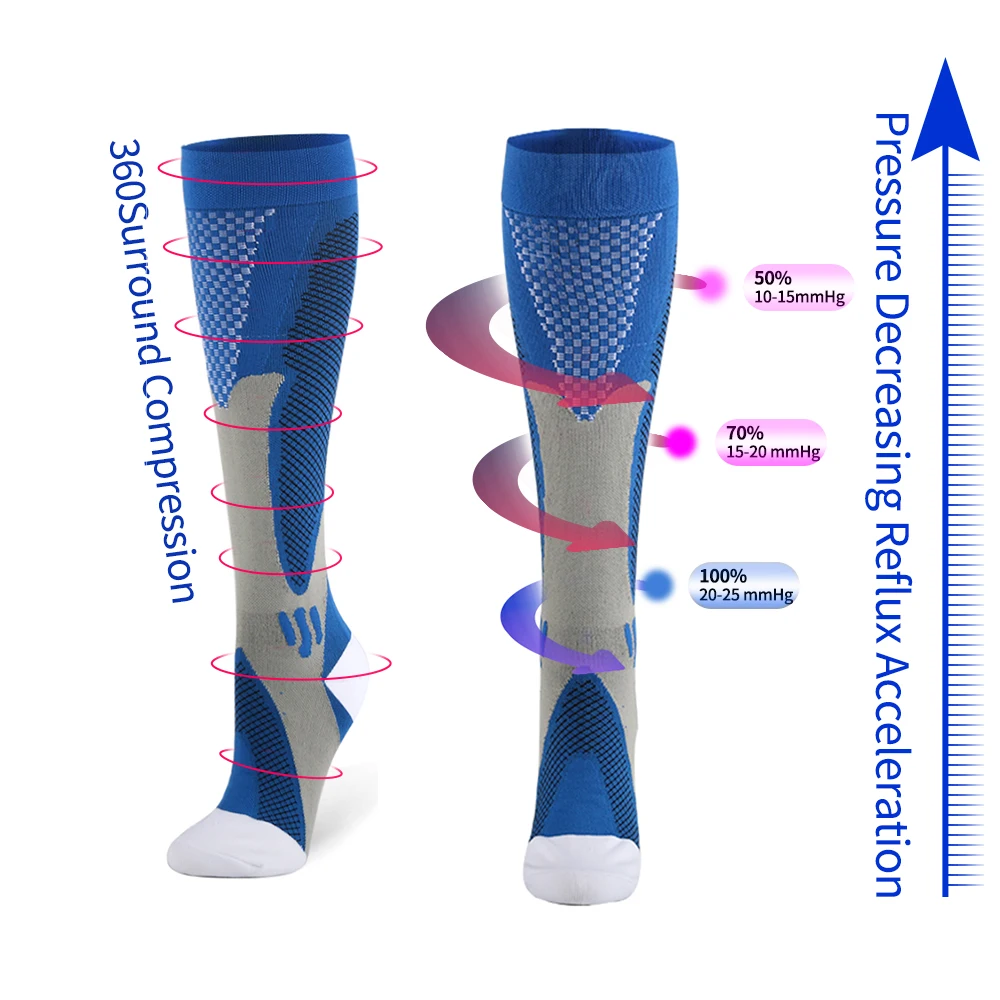 Компрессионные носки подходят для спорта черные защиты от усталости и боли