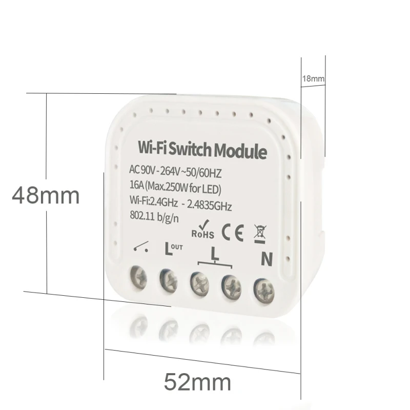 

Hidden Smart Switch 1/2 Way 90-264V WiFi Switch Module Wifi Circuit Breaker Work With Alexa Google Home Dropshipping