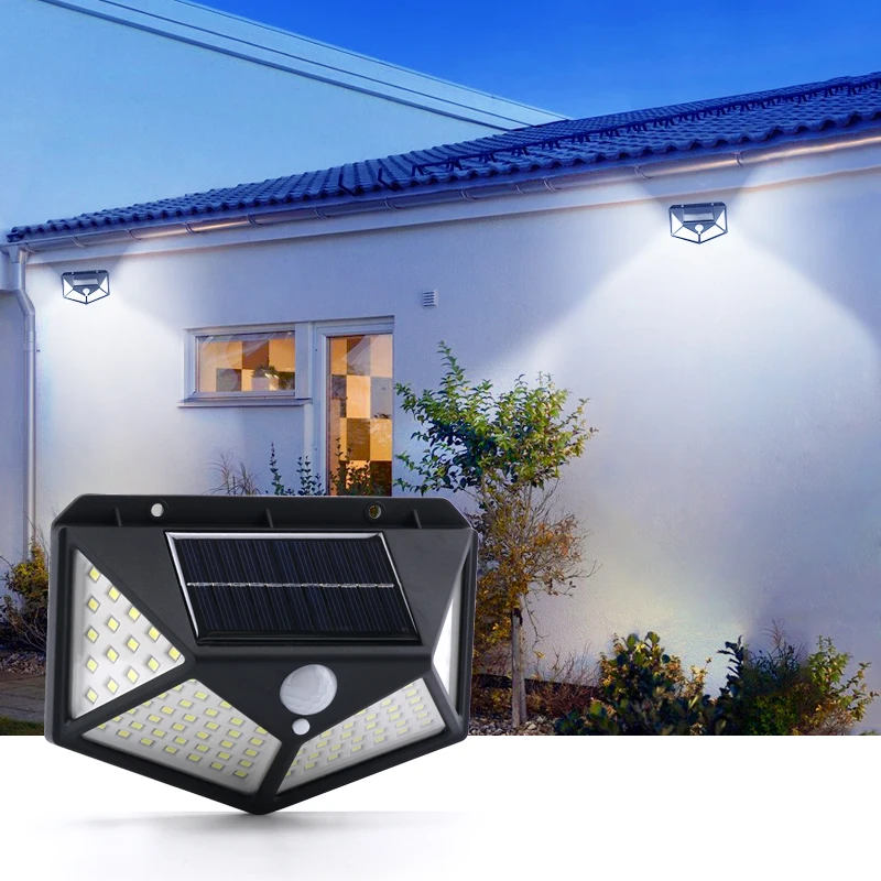 100 LED Solar Light 3 Mode Human Sensor Solar Lamp IP65 waterproof Outdoor Light Garden Light images - 2