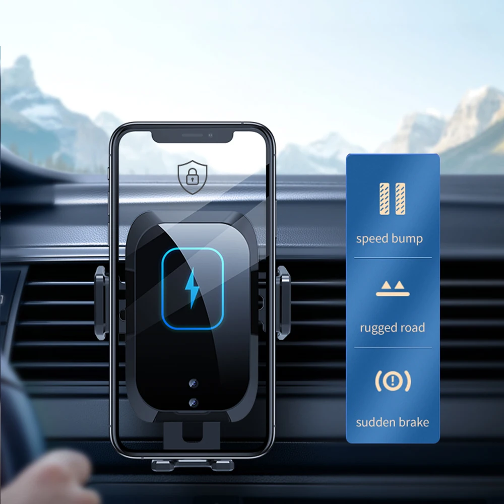 

QI Wireless Charger Car Mount Support Dashboard Stand in Car Phone Holder IR Smart Fast Wireless Charge Air Vent Gravity Stand