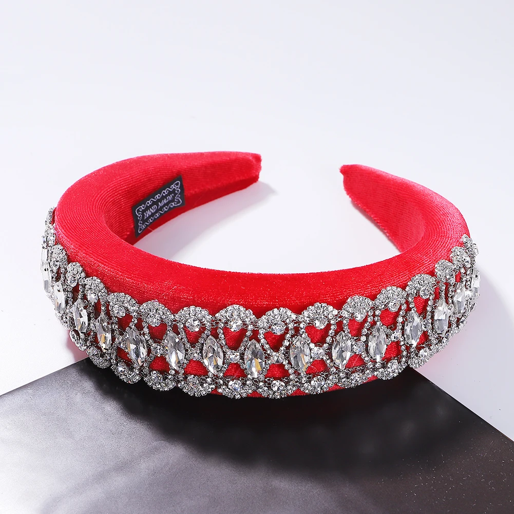 Vedawas Multi-Color Gem Baroque Headbands Women Diamond Hair Accessories Pearl Headband Girls Crown Flower Hairbands Head Wrap - Цвет: 17