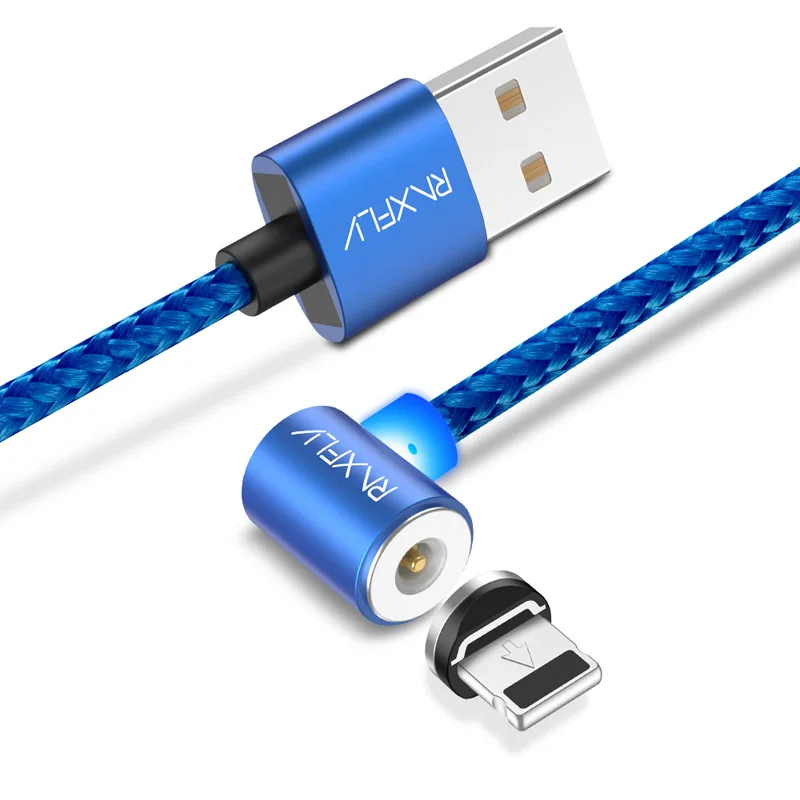 RAXFLY Магнитный зарядный кабель для iPhone Nokia 7 8 6 плюс 5 5S магнит Lightning/зарядка через usb провод Micro USB шнур Тип C магнитная зарядка для зарядка для айфона - Цвет: Blue-2