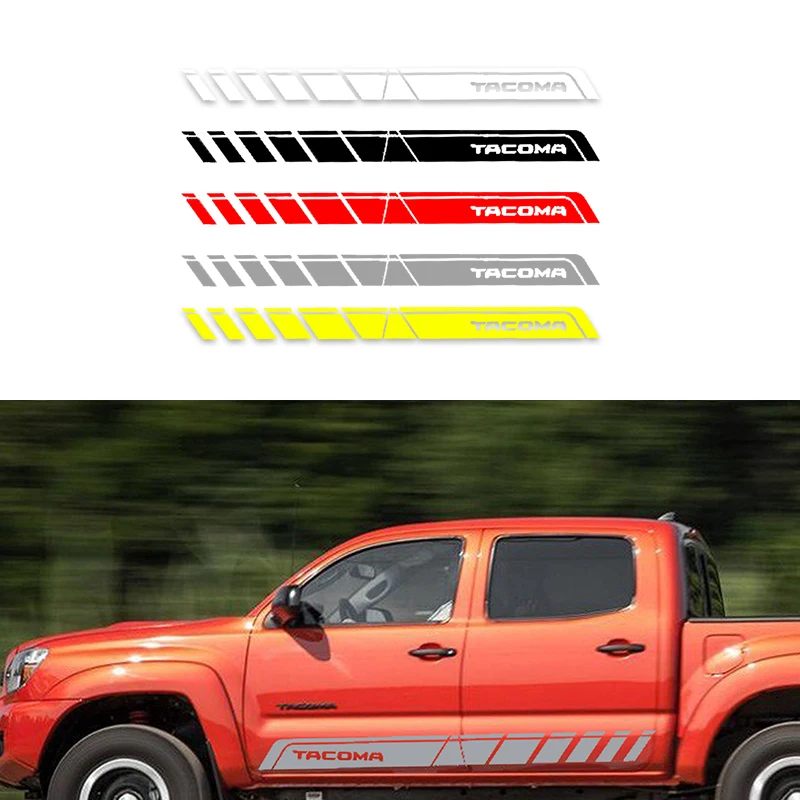 KJAUTOMAX для Toyota Tacoma черная наклейка виниловая Серебряная боковая полоса комплект