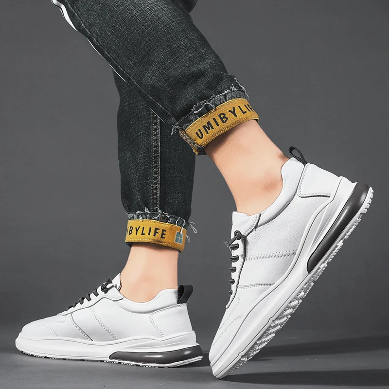 Модные кроссовки Мужская повседневная обувь Летняя из натуральной коровьей кожи