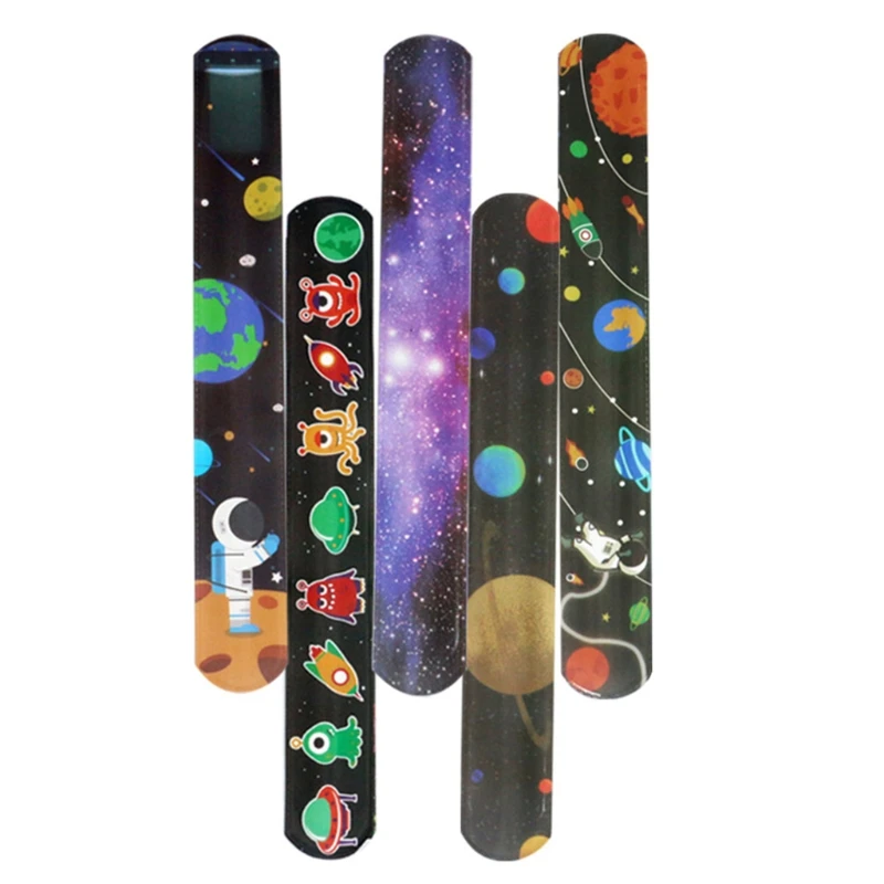 

1Set Space Slap Bracelets Classroom Prizes Exchanging Gifts for Children Teenagers Snap Bands Party Decorations Favors H9EF