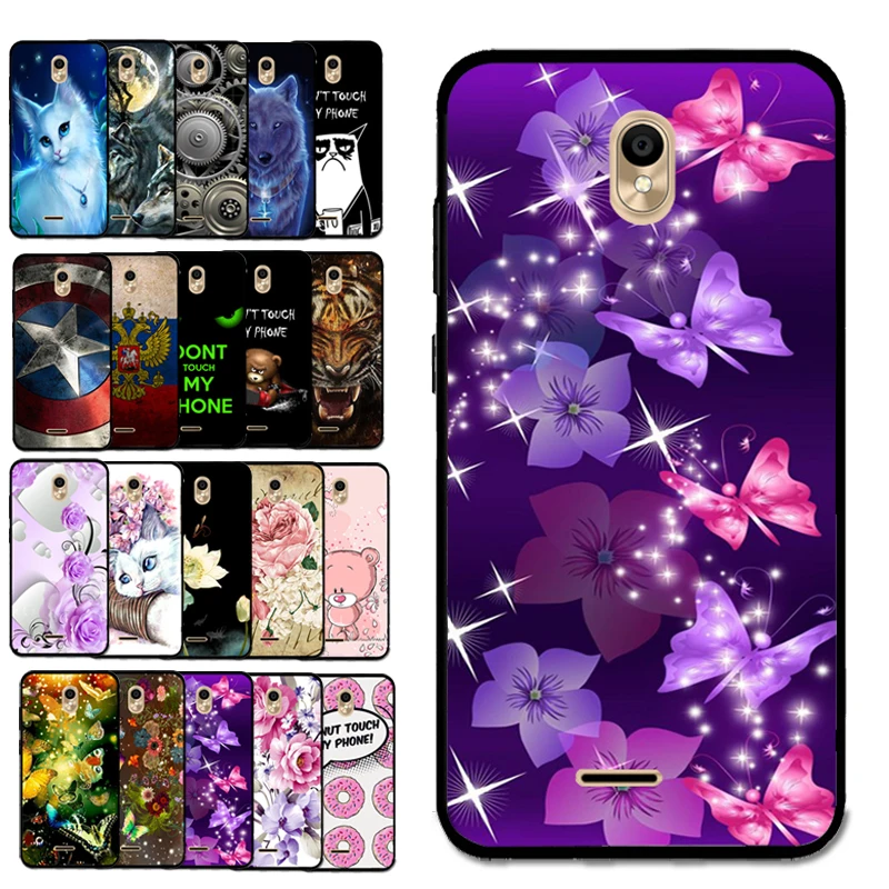 Для BQ 5300 яркий фиолетовый цветочный чехол с принтом бабочки для 5300G из ТПУ