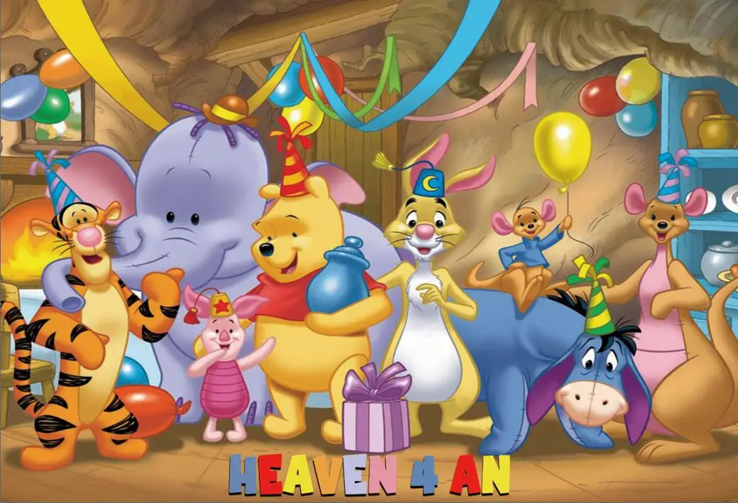 7x5FT Виниловый фон для студийной фотосъемки с изображением Винни медведя тигра