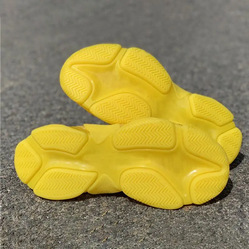 2019 Роскошные тройной S 17FW громоздкие кроссовки желтого цвета с украшением в виде