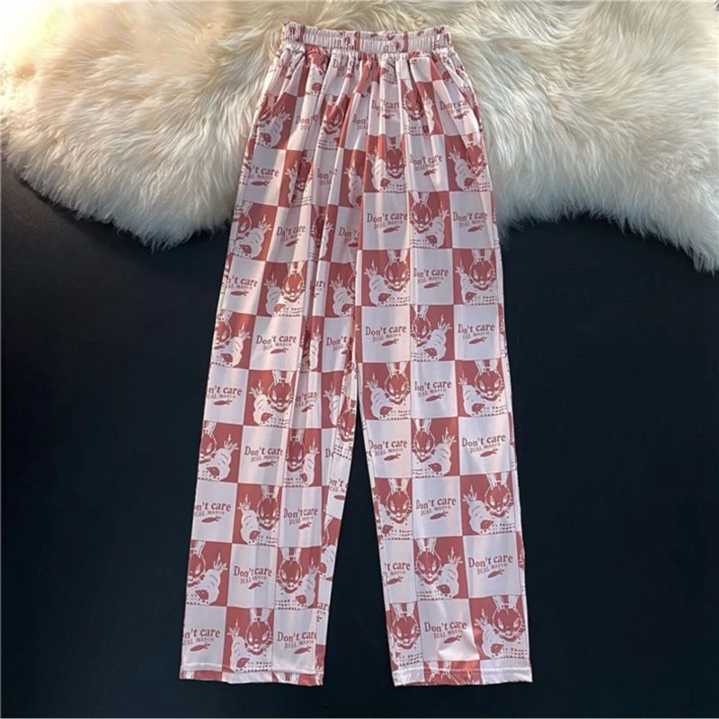 

Harajuku Vintage Women Pant Cartoon Print Elastic Waist Loose Wide Leg Pant Fashion Streetwear Dark Casual Unisex Kpop Clothes