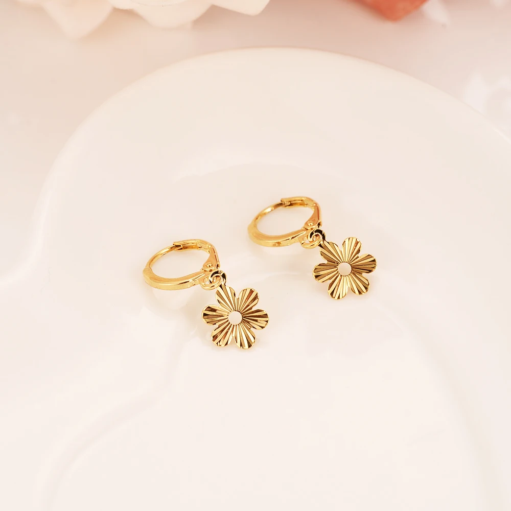 

Gold copper drop Earring Trinidad flower For Women Christmas GiftTrendy Beautiful Engagement /Wedding Bands partyPromise Earring