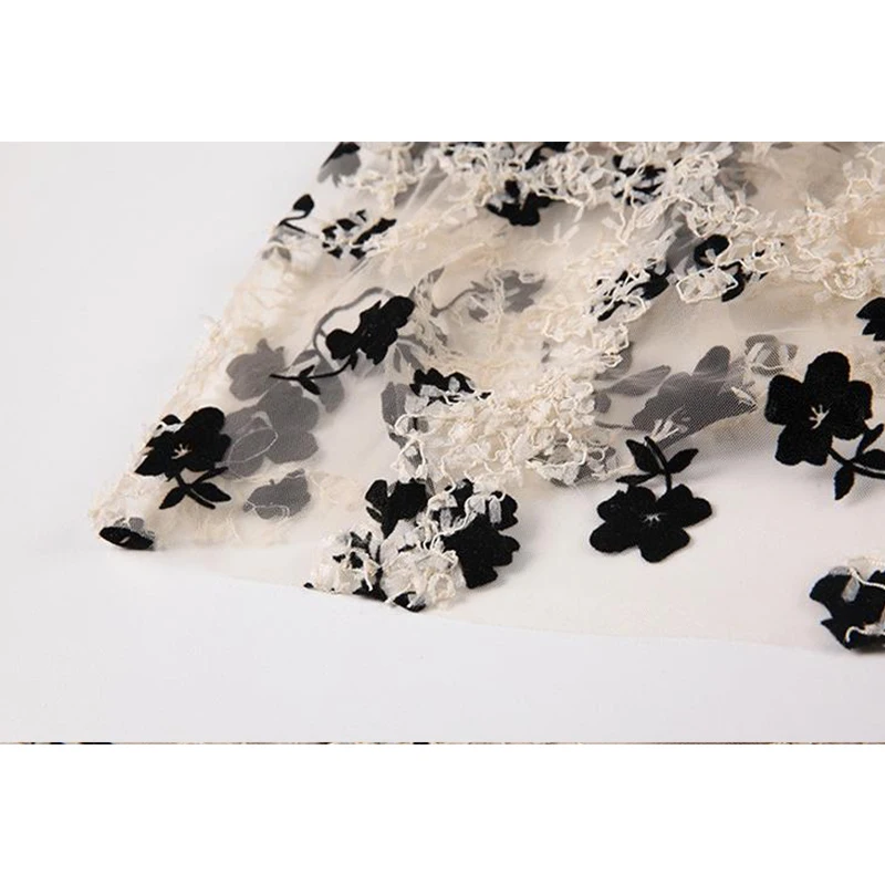 Женское платье без рукавов с высокой талией и цветочной вышивкой Сетчатое