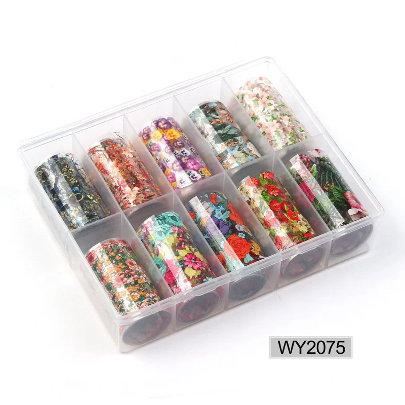 2075 Nail Foil 10 шт./компл. 4*100 см голографическое искусство ногтей Переводные Фольга наклейки бумага Звездное AB Цвет Фольга для ногтей наклейки для хобби ногтевой дизайн - Цвет: 2075 Nail Foil