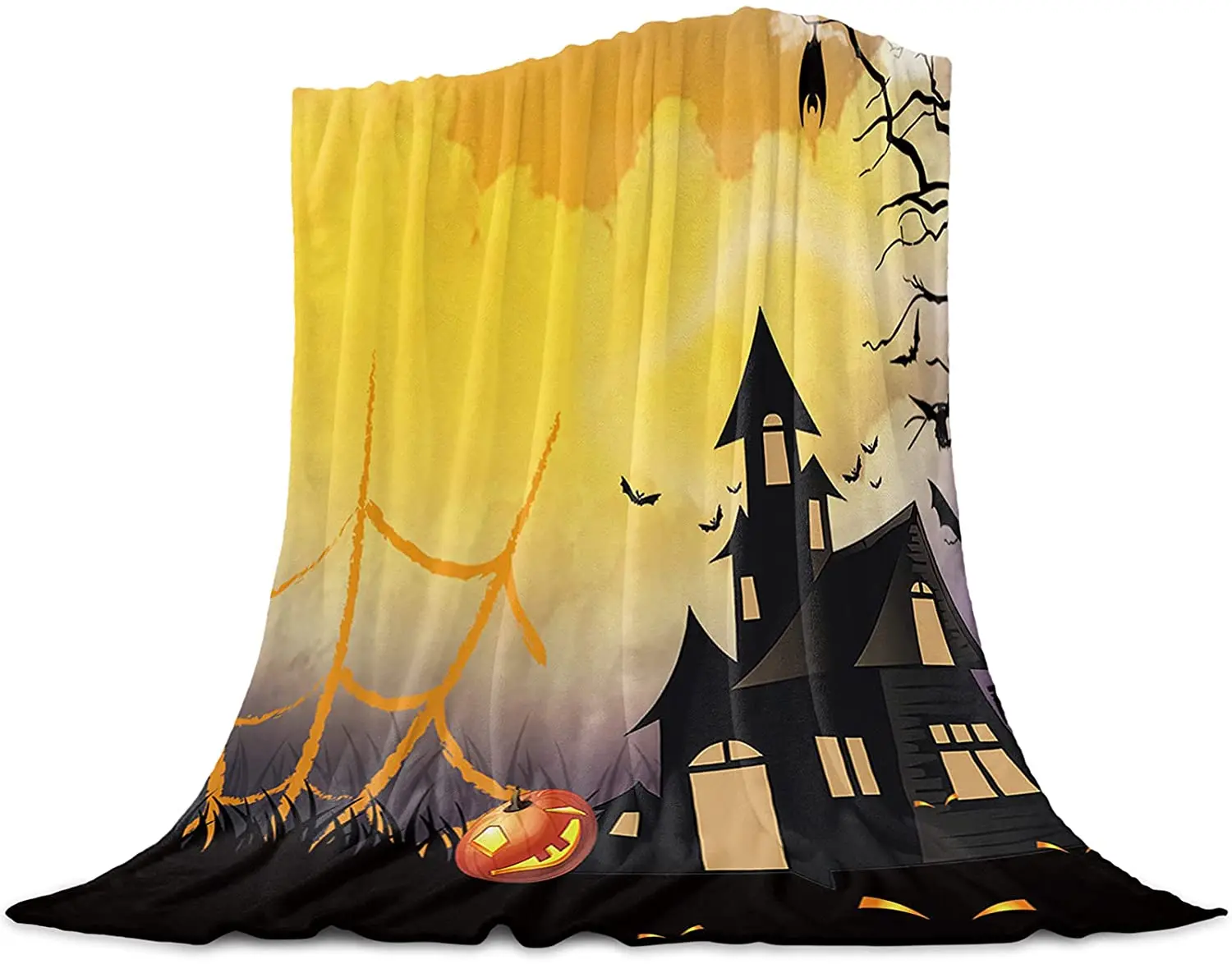 

Фланелевое Одеяло для кровати, супермягкое уютное легкое плюшевое покрывало, черный замок на Хэллоуин