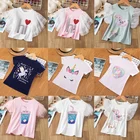 Детская Хлопковая футболка с единорогом, с коротким рукавом