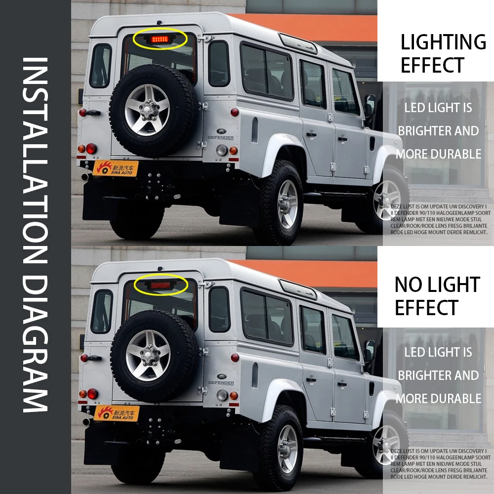 Третий стоп-светильник подходящий для Land Rover Discovery Defender 90/110 светодиодный 3-й