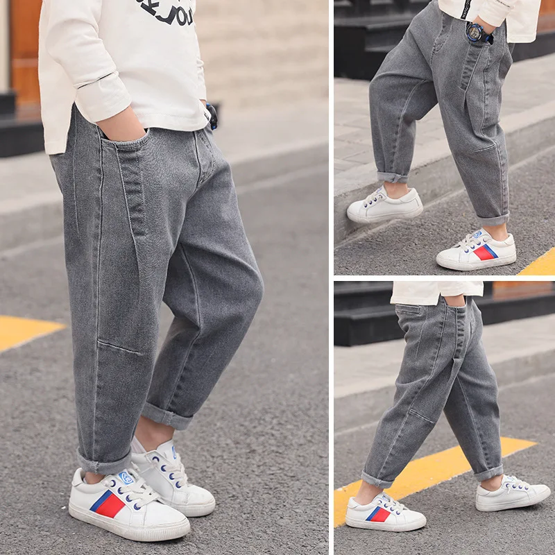 Джинсы с дырками для мальчиков и девочек повседневные джинсовые штаны весна