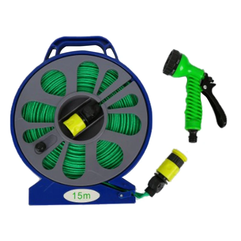 

50FT Garden Outdoor Hose Pipe & Reel with Spray Nozzle Plants Watering