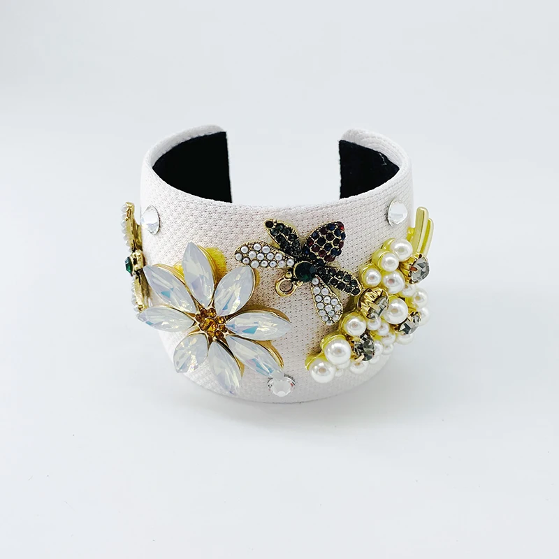 Повязка на голову женская в богемном стиле винтажный ободок с бусинами виде