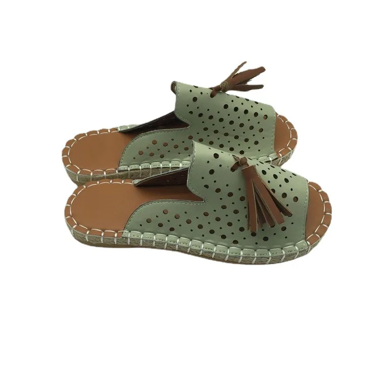 

Summer Fashion Ribbon Bowknot Flat Bottom Women's Slippers Slide Flat Heel Sandals Artificial Pu Rubber Red Slides Slippers