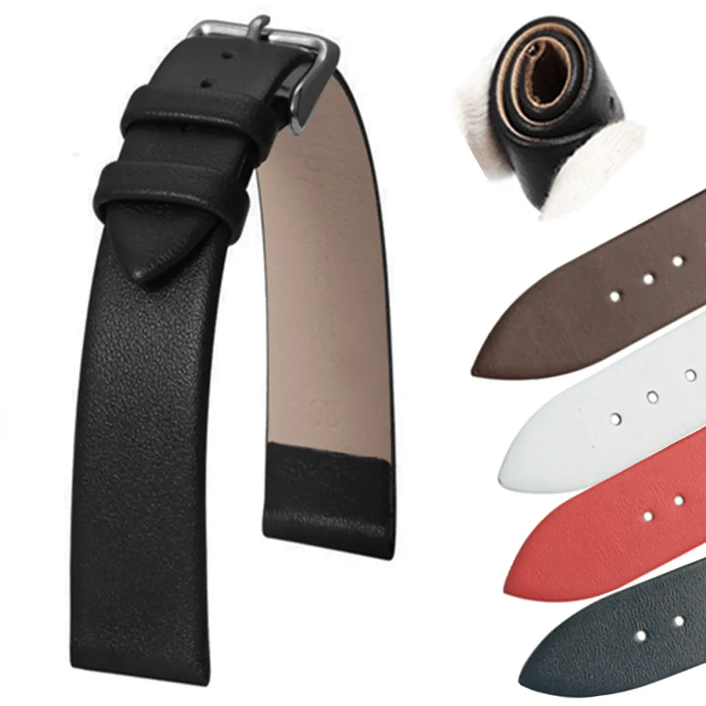 Ультратонкий ремешок для часов из натуральной кожи наручных 8 мм 10 12 14 16 18 20 22 +
