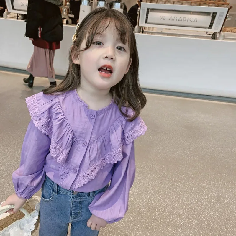 

Children's wear girls' long-sleeved shirts 2021 spring new children's doll shirts shirts girls' spring and autumn tops