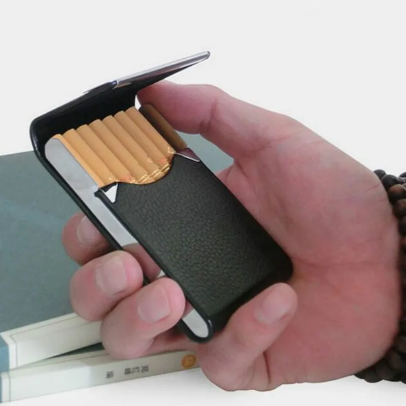 

Aluminum Cigar Cigarette Case Tobacco Holder Pocket Box Storage Container Stainless Steel PU Card Smoking Case Accessories