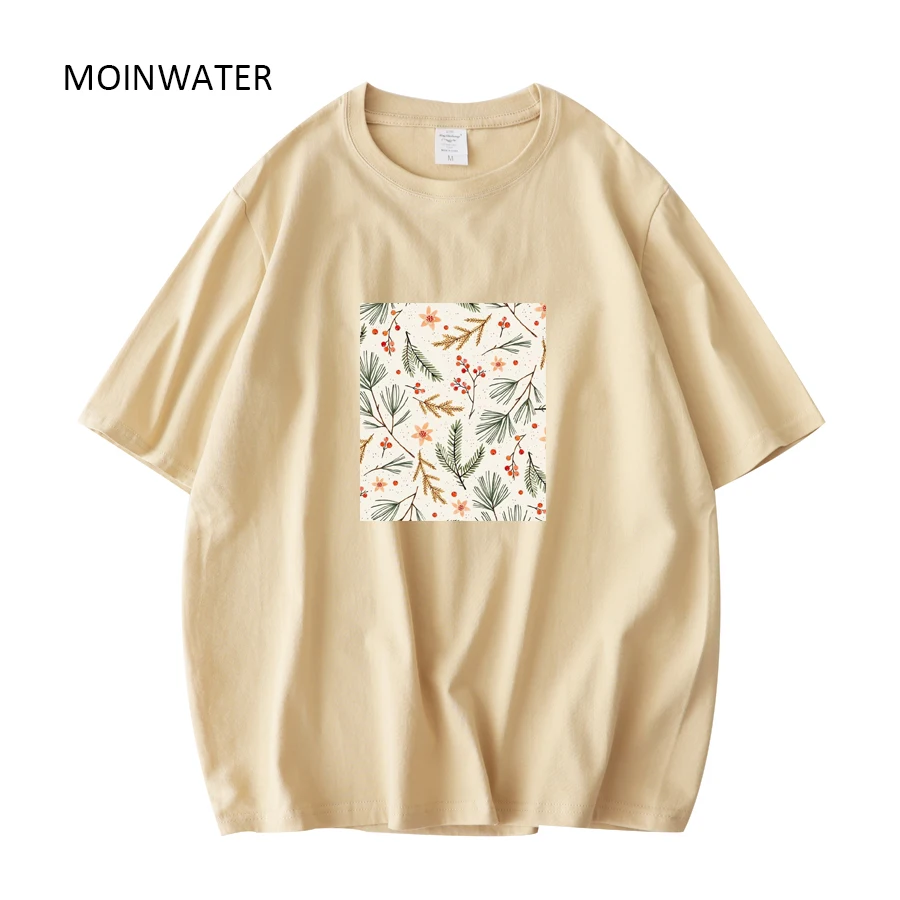 MOINWATER Футболка женская с коротким рукавом брендовая тенниска из 100% хлопка майка