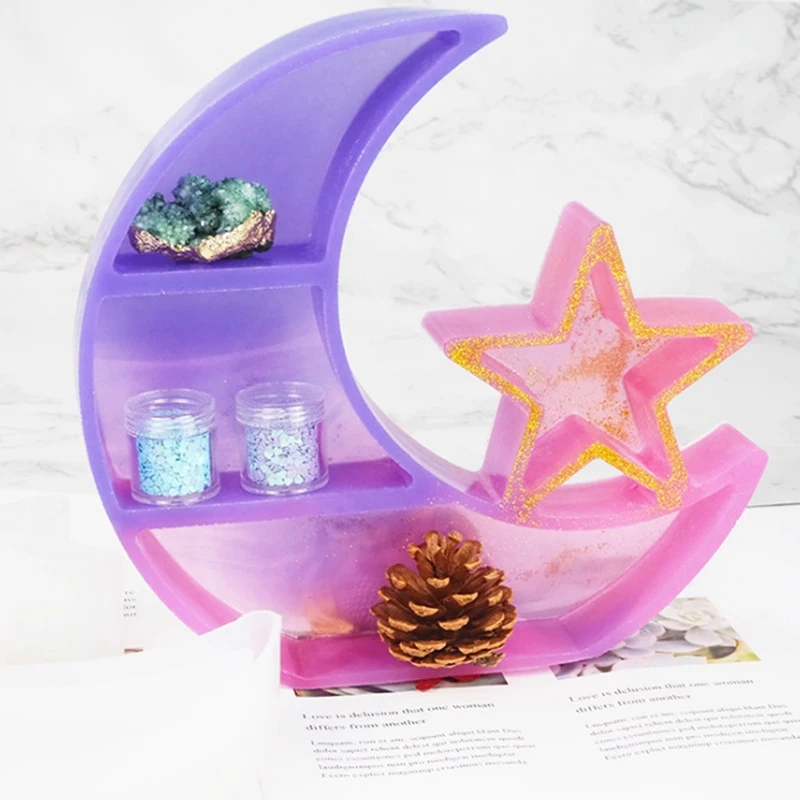 

1 PC Transparent Silicone Mould Resin Decorative Craft DIY Star and Moon Storage Box Handmade Mold Epoxy Resin Molds for Jewelry