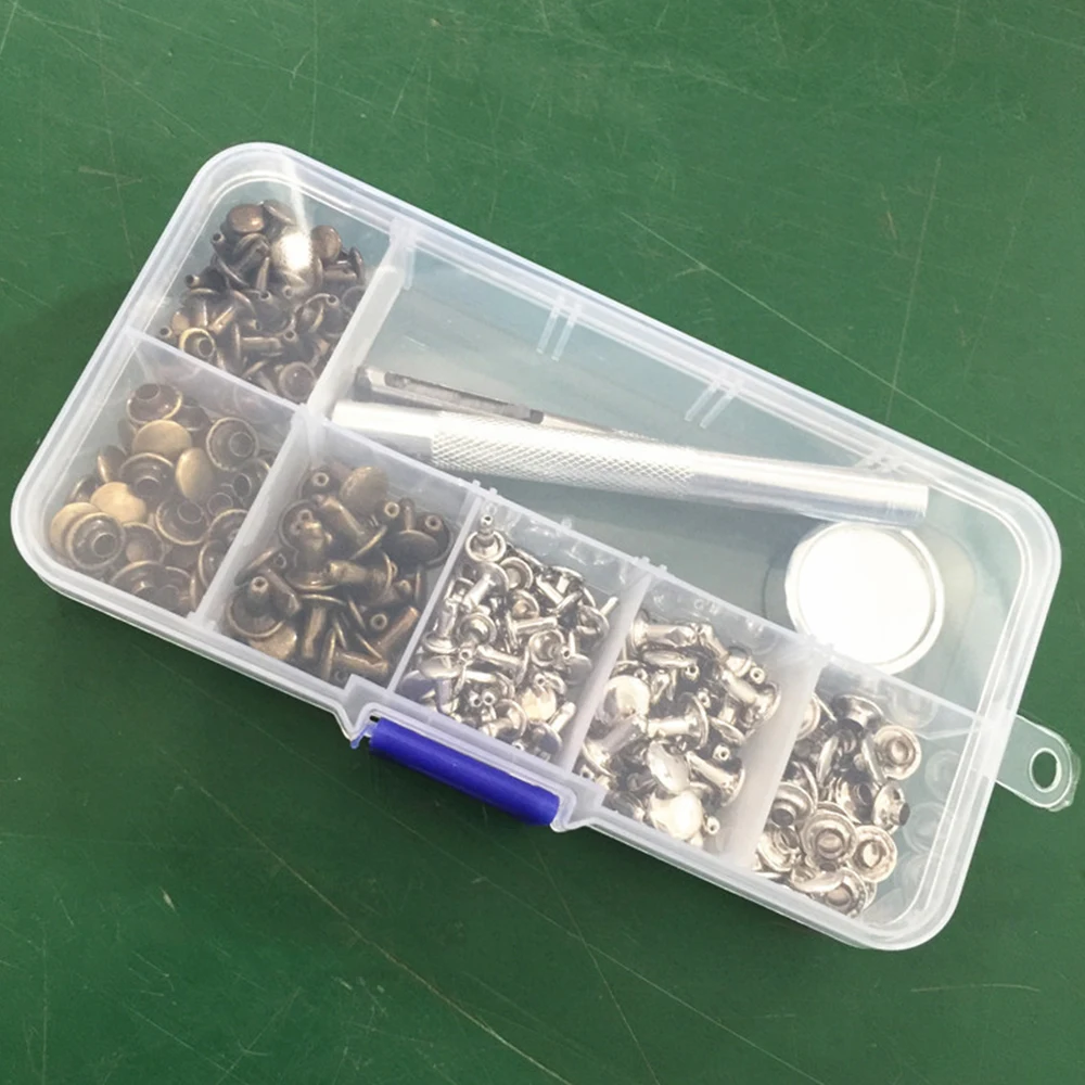 120 Set Leather Metal Rivets Double-Sided Studs With Fixing Tool Kit For Craft Repairing | Дом и сад
