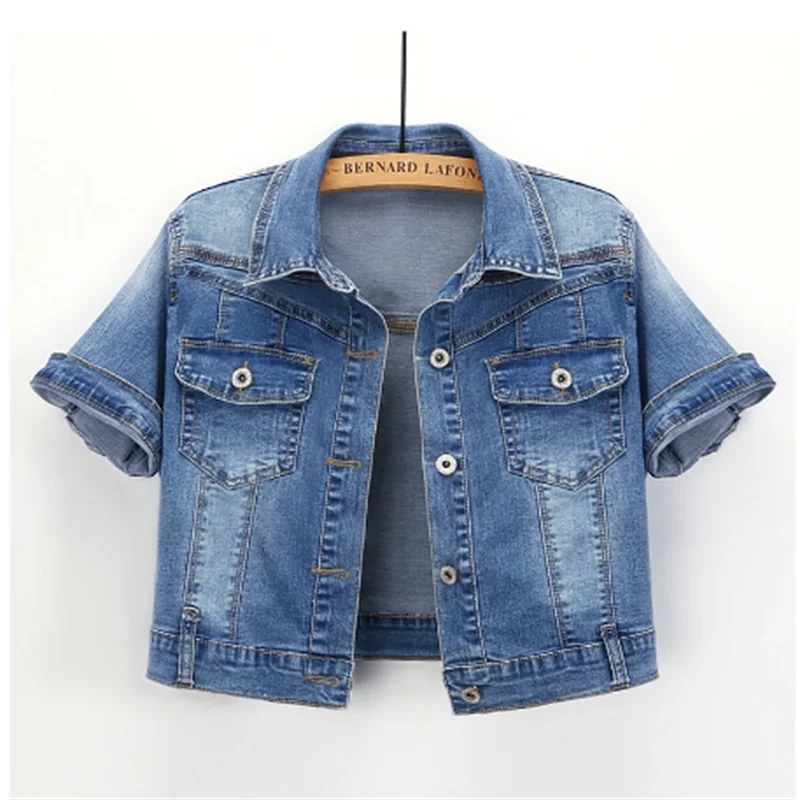 Короткая джинсовая куртка женские джинсы 2021 с коротким рукавом женская мода