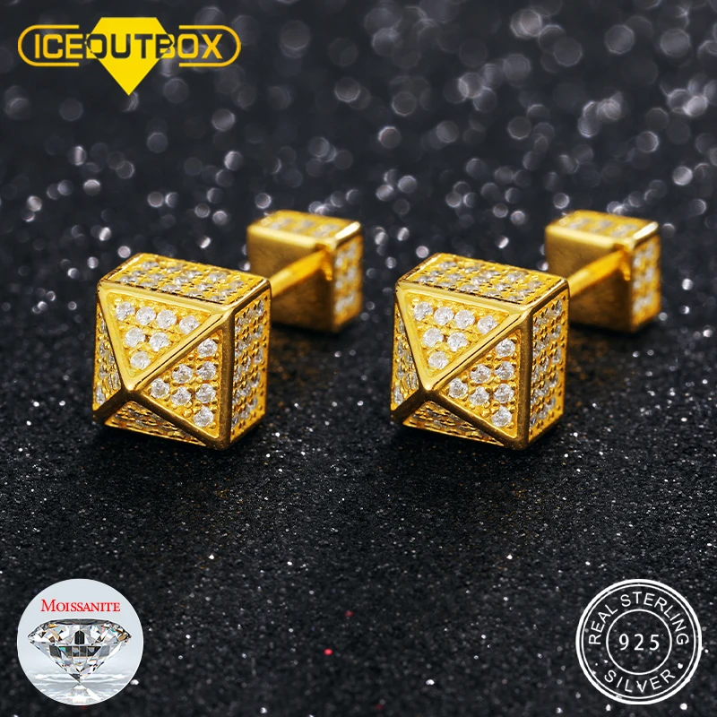 

Real Square Moissanite Diamond Stud Earrings For Women Men 100% 925 Sterling Silver Earring Jewelry Sparkling Wedding Party Gift