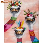 RUOPOTY рамка акриловые краски по номерам Красочные Совы животные современное искусство на стену краска по номерам для взрослых DIY подарки Домашний декор