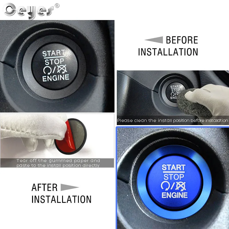 Ceyes наклейки для салона автомобиля Jeep Commander Wrangler Grand Dodge Auto Engine Start Stop кнопка кольцо