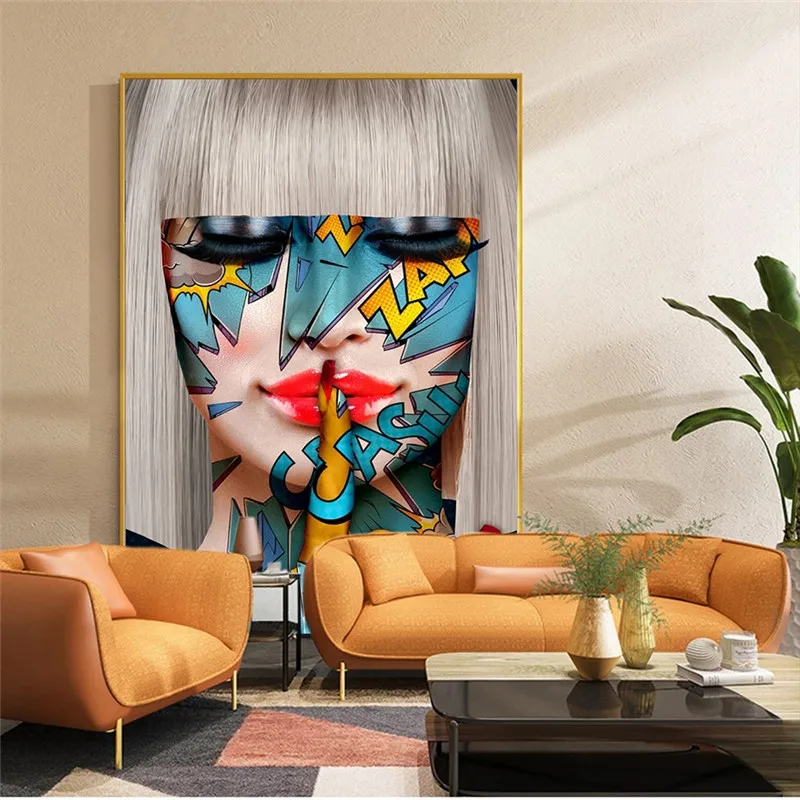 

Portrait of Abstract Girls Canvas Paintings on The Wall Art Posters and Prints Body Graffiti Nordic Art Pictures for Living Room