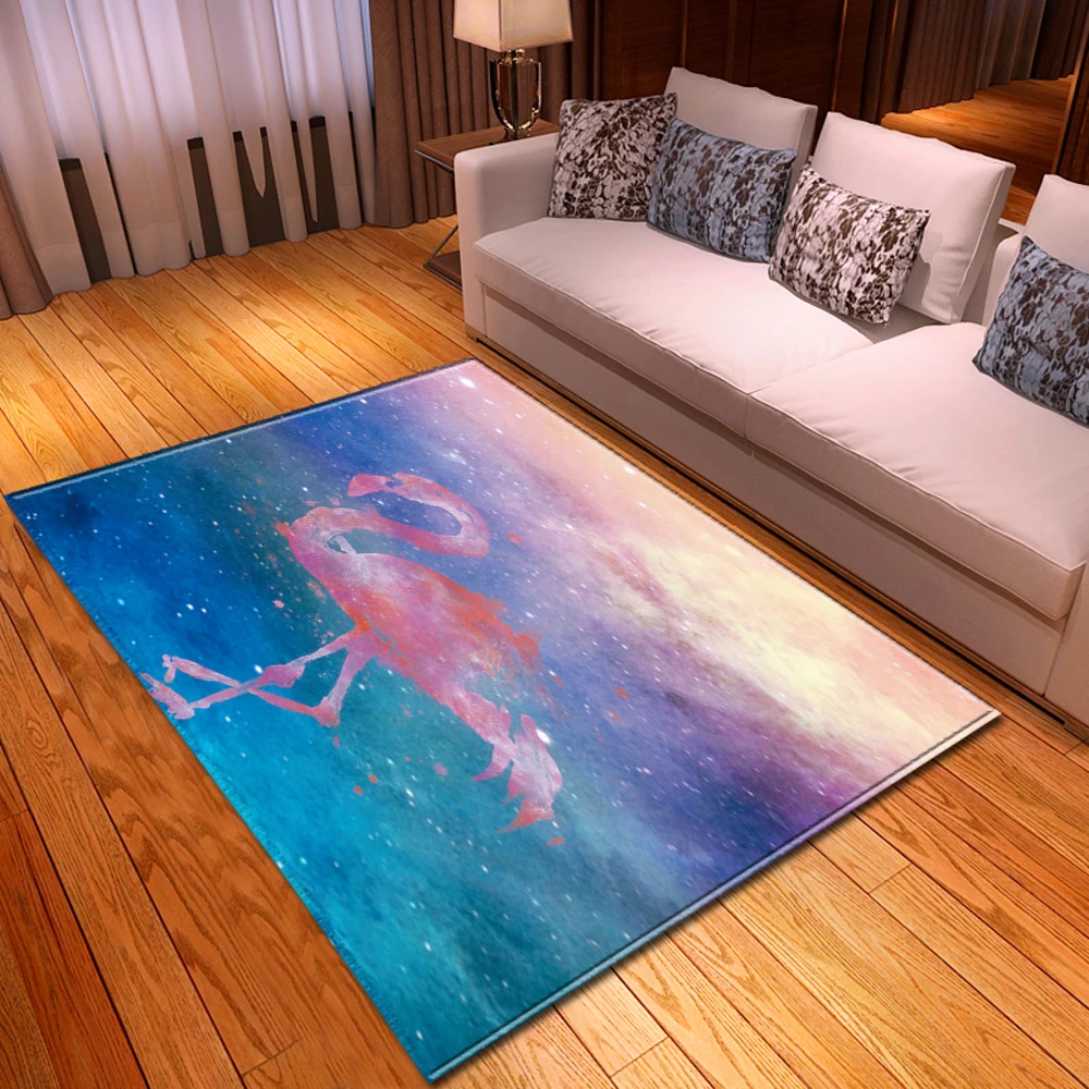 Мультяшный розовый ковер с фламинго для гостиной домашний декоративный детский