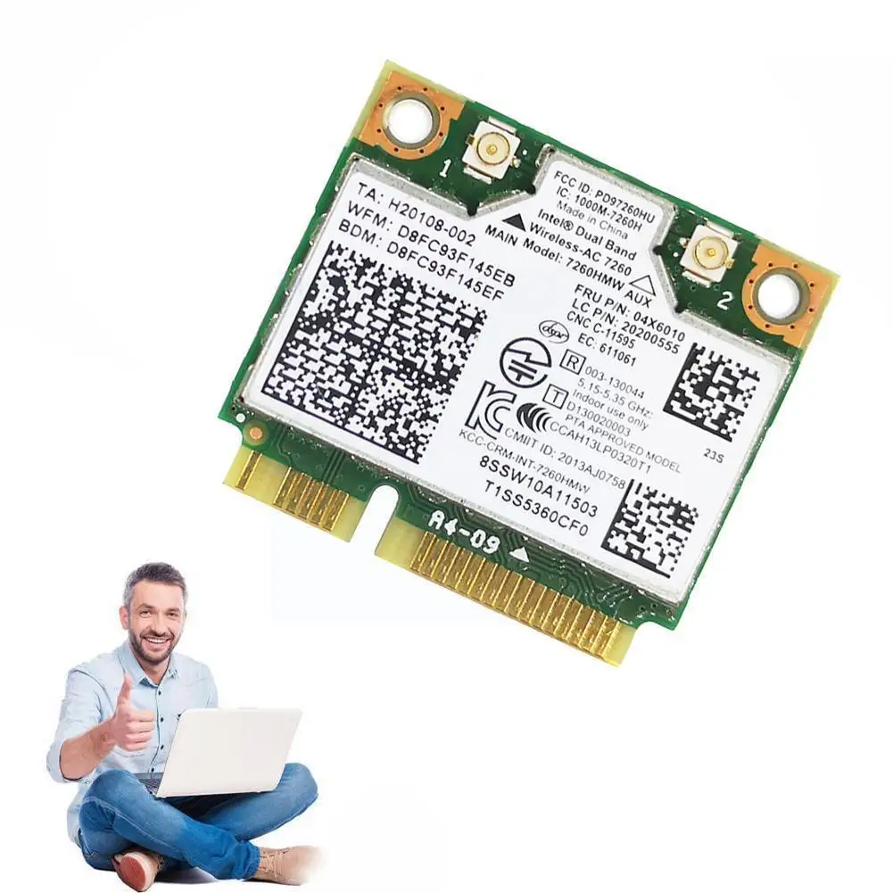 

Для intel Dual Band Wireless-AC 7260HMW 7260AC FRU:04W3814 Mini card S540 half 04X6010 для THINKPAD PCI-e S440 WIFI E440 E5 R4H5