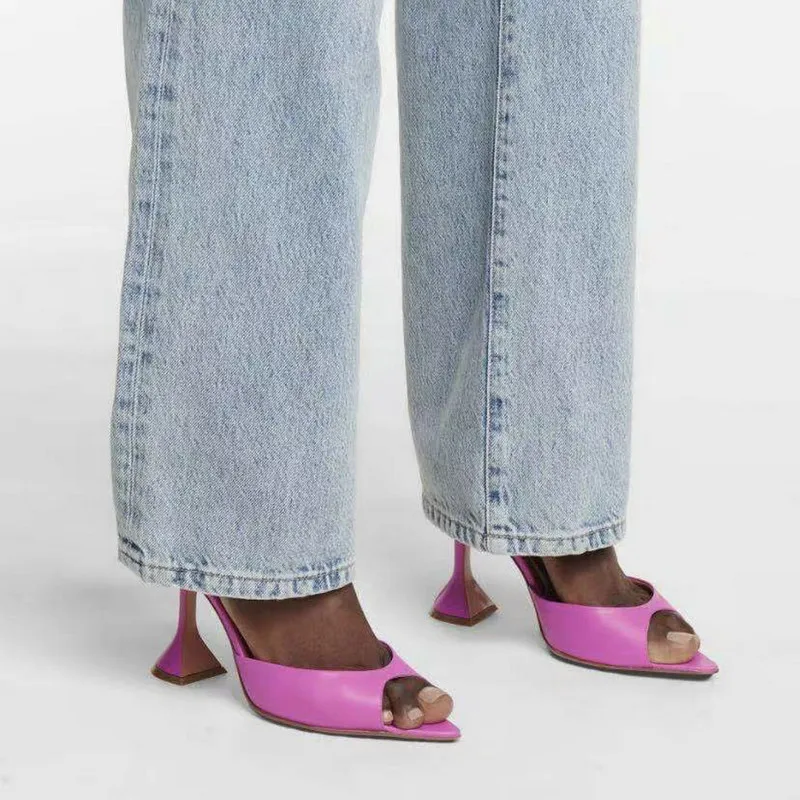 Новинка 2021 роскошные сандалии с острым носком модная женская обувь розового