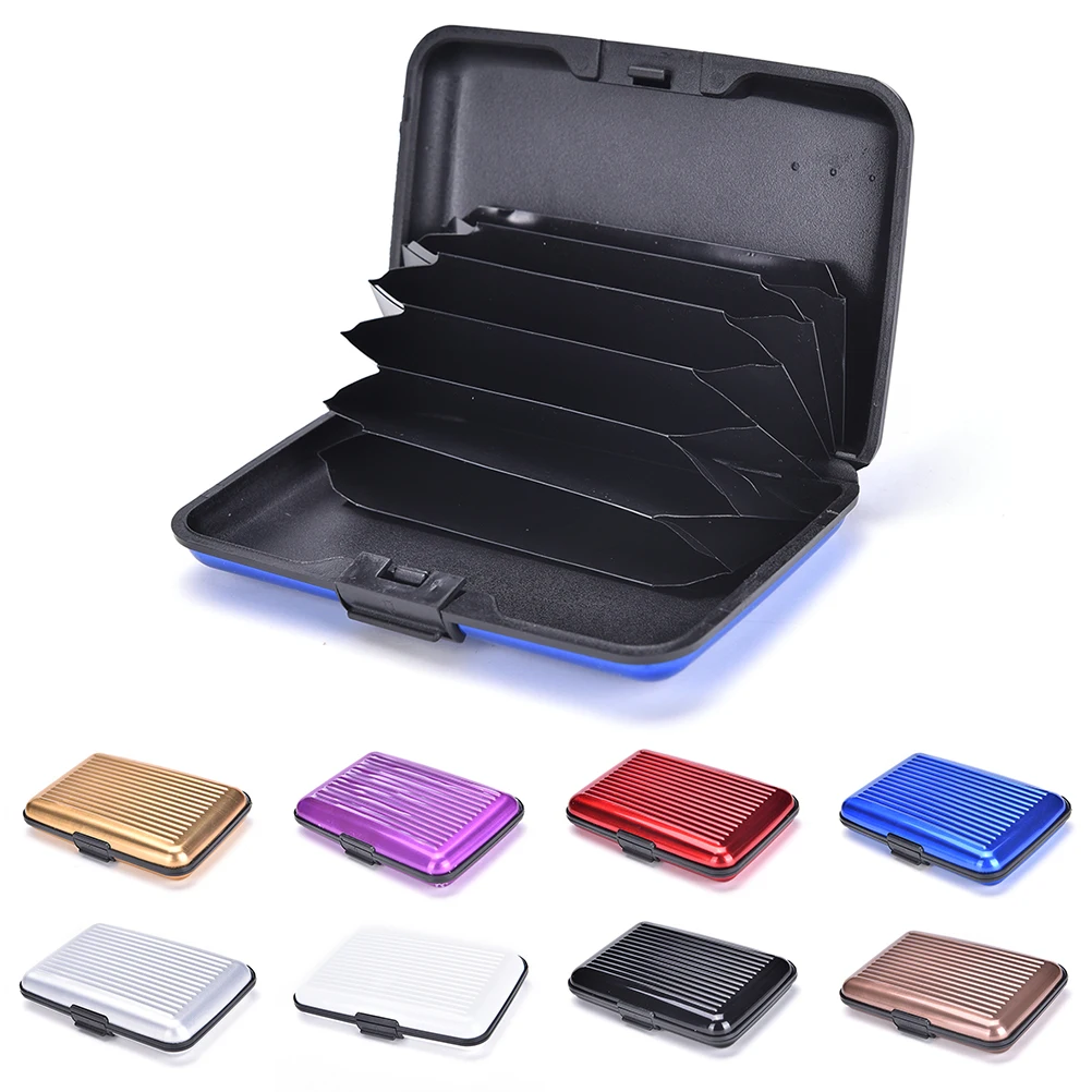 

Shiny Metal Cardholder Box Card Holders & Note Hold Card Aluminum Business Men Women Waterproof Credit Card ID Holder Case