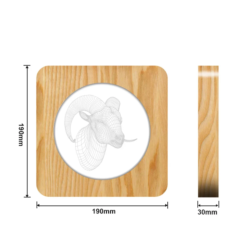 3D Светодиодная акриловая деревянная Ночная лампа в виде козы овцы животных