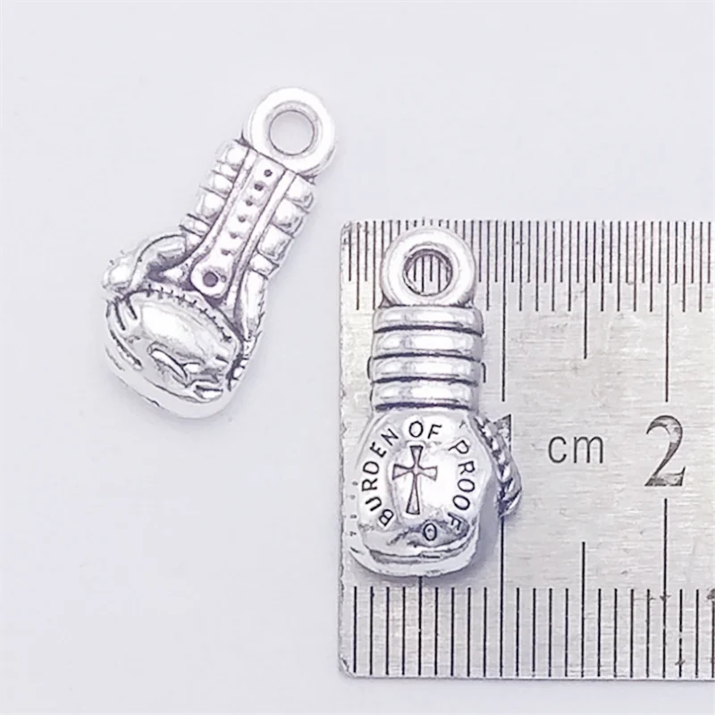 10 шт. античное посеребренное 3D боксерские перчатки металлическая подвеска