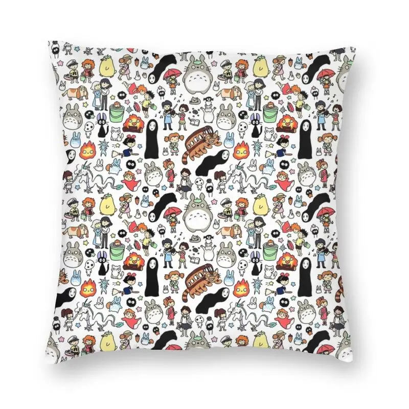 

Hayao Miyazaki Studio Ghibli Anime Cushion Covers Sofa Decoration My Neighbor Totoro Spirited Away Square Pillow Case 45x45cm