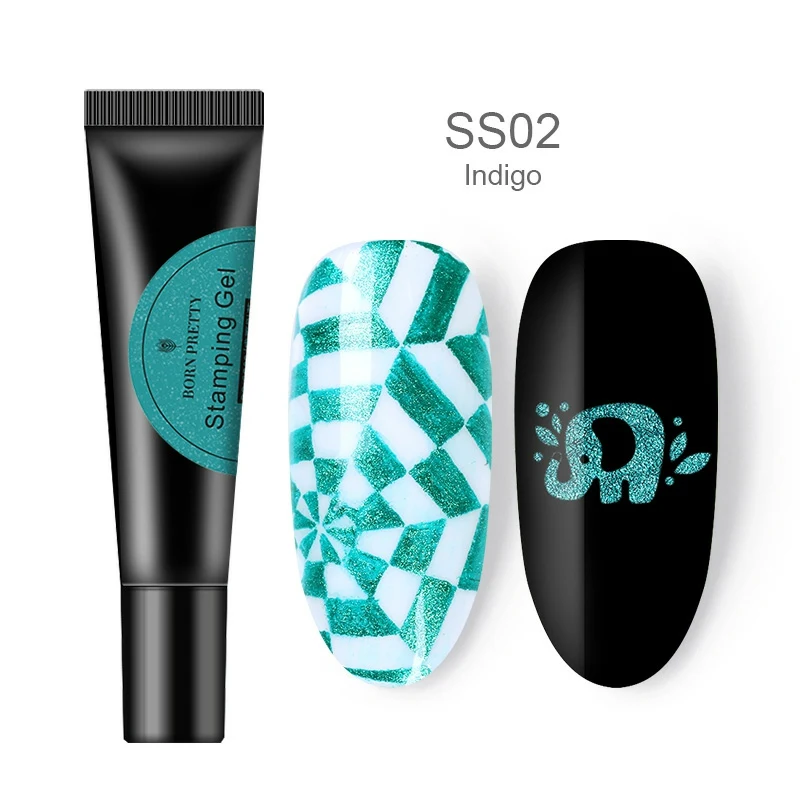 BP-SS02 Цветной Гель-лак BORN PRETTY для стемпинга ногтей, черный, белый цвет, 8 мл, отмачиваемый Гель-лак для ногтей, лак для стемпинга - Цвет: BP-SS02