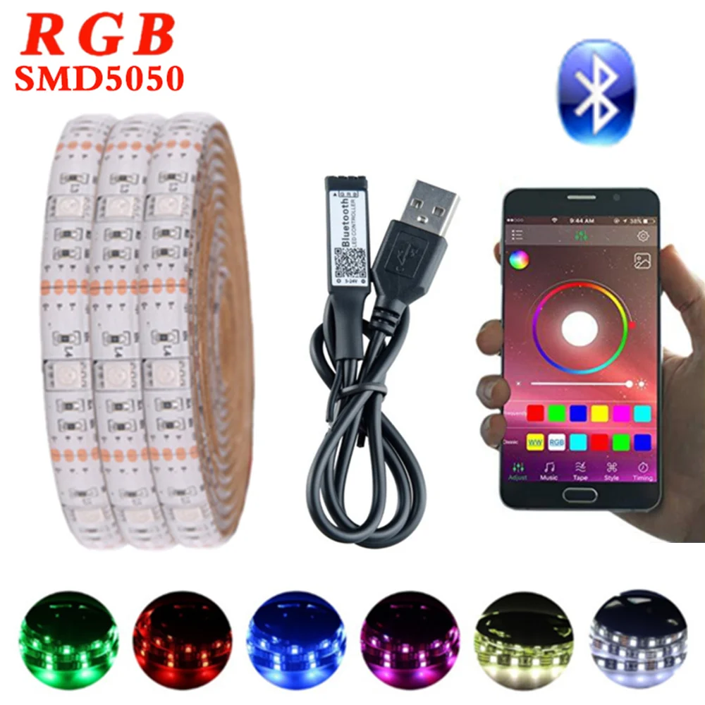

5V USB Led Strip waterproof 5050 RGB LED Strip Light Bluetooth Music Flexible Led Light Tape TV Background DIY Lighting Lights