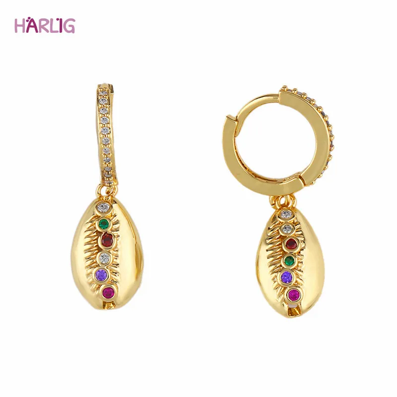 Женские латунные серьги с радужным камнем золотого цвета|Серьги-подвески| |