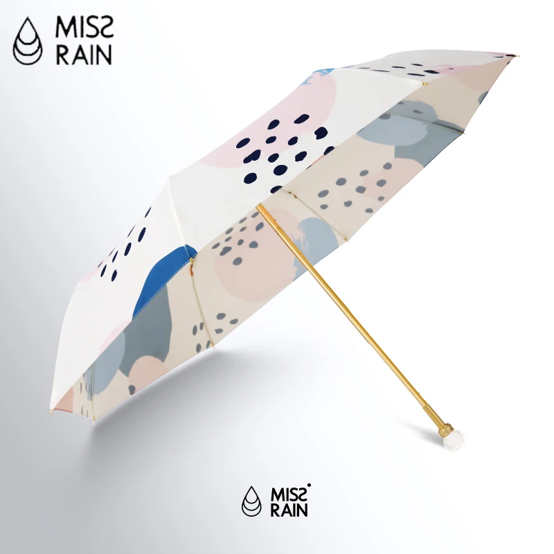 Роскошный женский зонтик с золотой ручкой хрустальным шаром от солнца складной